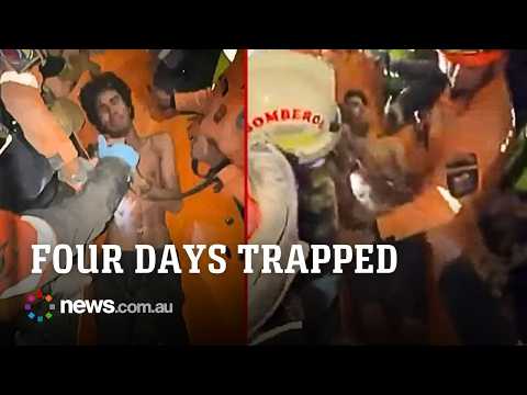 Moment man pulled from earthquake rubble after 106 hours in Venezuela