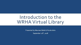 Introduction to the WRHA Virtual Library