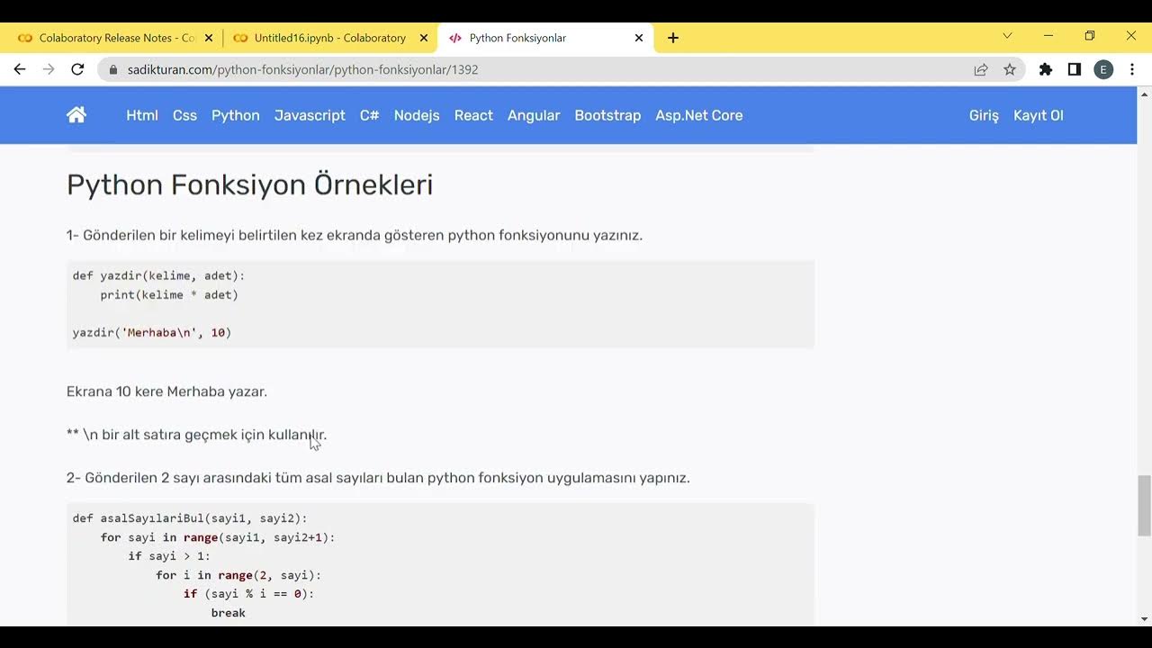 Python Fonksiyonlar - YouTube