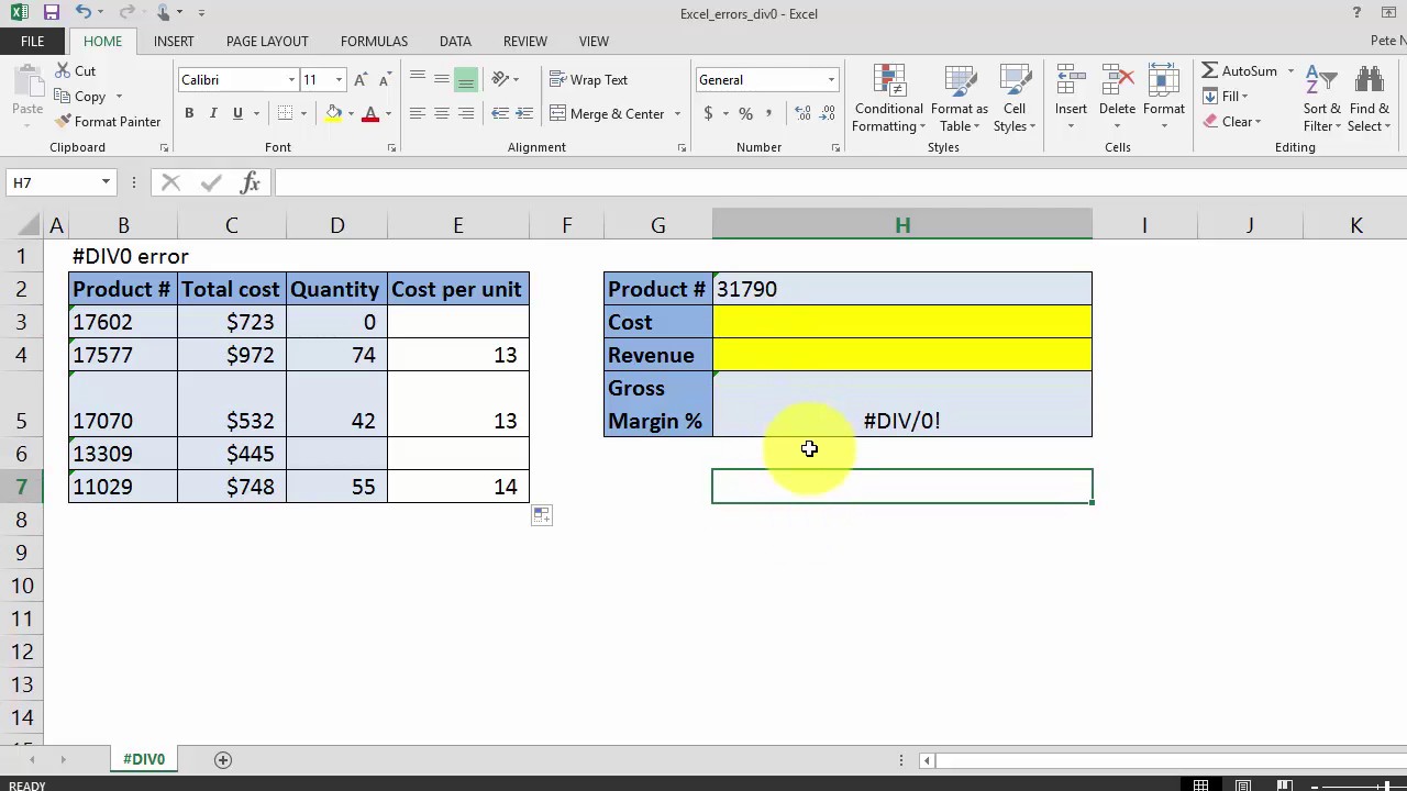 How To Fix The Div 0 Error In Your Excel Formulas