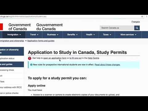 Application for study made outside canada