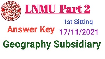 Lnmu ba part 2 geography subsidiary objective answer key 2021