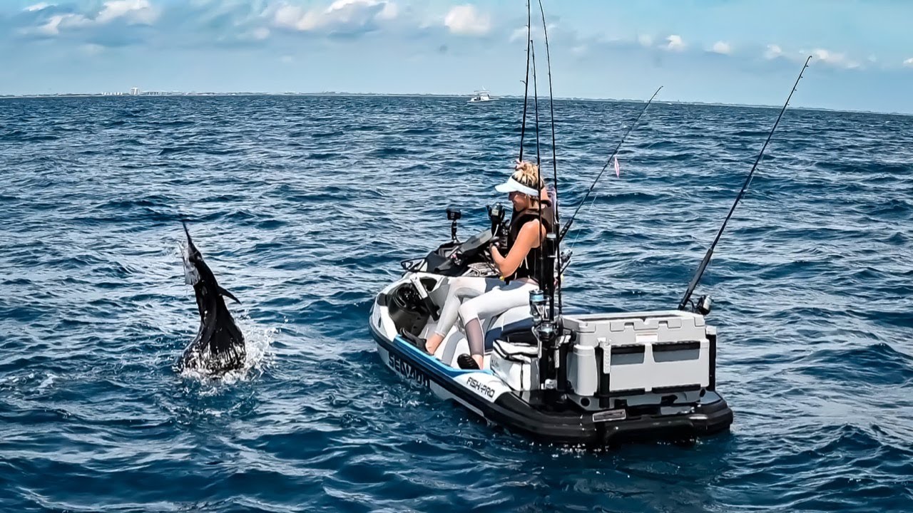 She caught a SAILFISH from a SEA-DOO Fish Pro