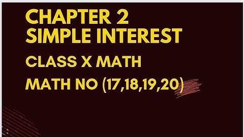 math no 17,18,19,20 /exercise 2/simple interest /class x math solution/wbbse syllabus/ @YesScholar