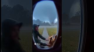 Tornado Caught on Ring Camera : Cats Incredible Rescue During Intense Storm 🌪️🐱 #shortsfeed #cat