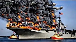 Today, a US aircraft carrier carrying 63 warplanes was destroyed by Houthi drones in the Red Sea.