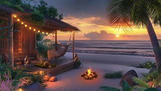 Cozy Beach House Ambience | Enjoy a Beautiful Sunset on the Beach with Fireplace & Ocean Waves