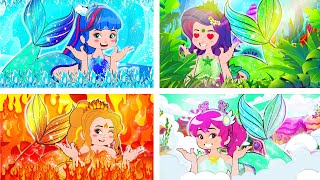 FOUR ELEMENTALS PRINCESSES: Ice, Earth, Fire, Air! Funny Situations | Poor Princess Life Animation