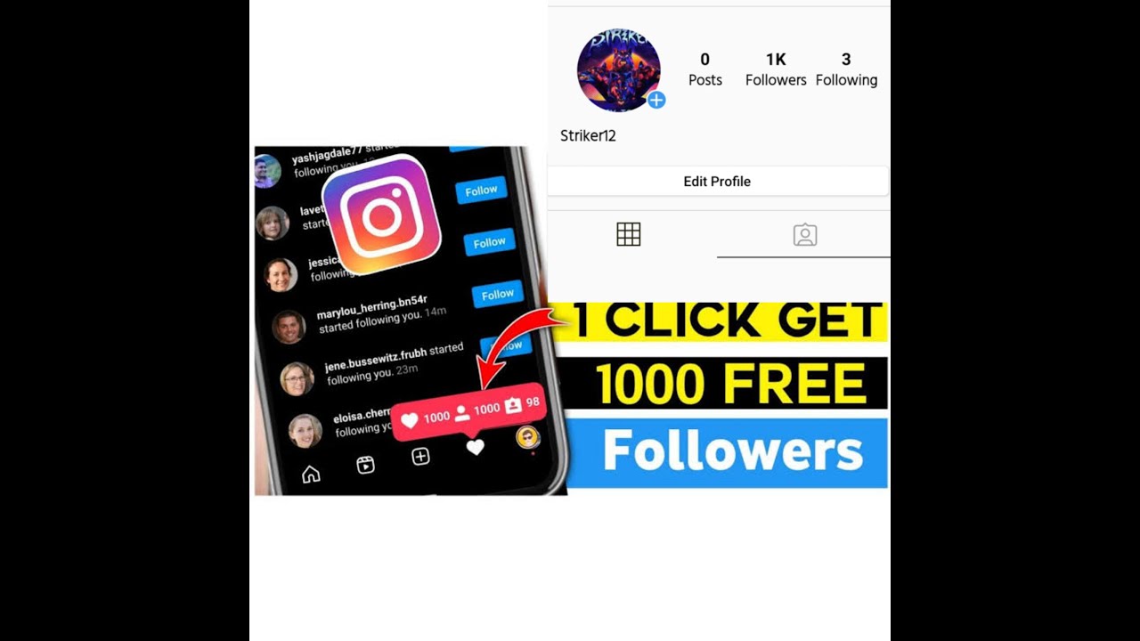 How to Get Followers 1k in Instagram in just one Click - YouTube