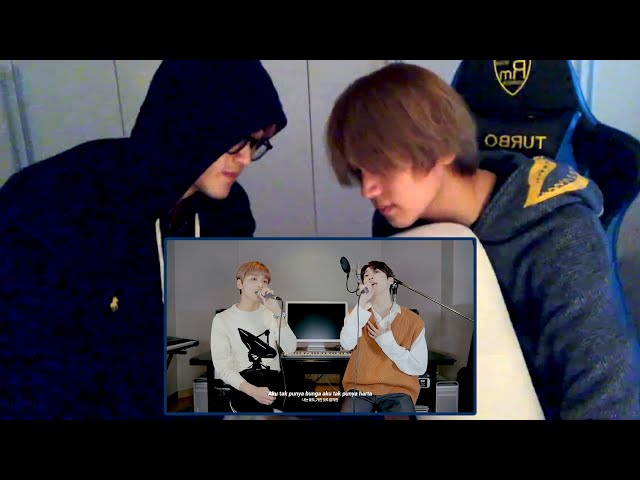 Mark Reacts to Haechan and Doyoung - Cinta Luar Biasa cover 🦁🐻🐰 class=