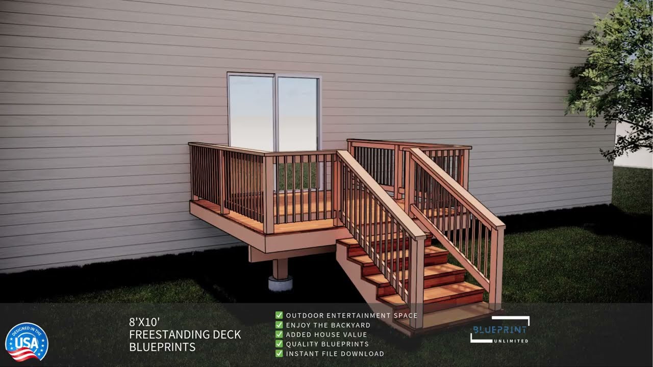 Freestanding Deck Plans 8x10 for Construction and Permit