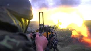 #Футаж на войне стреляет из пулемета ◄4K•HD► #Footage in the war shoots from a machine gun