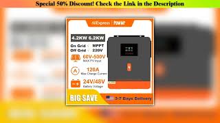 Hands-on PowMr 6.2KW 4.2KW Hybrid Solar Inverter On Grid Pure Sine Wave Inverter 24V 48V 230V Dual•