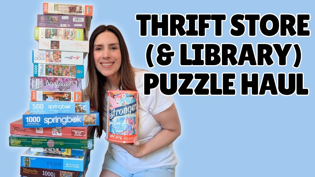 I Found 21 Puzzles for CHEAP! 🧩 Thrift Store & Library Haul + Puzzle Piece Repair Hack!