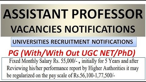 Regular Assistant Professor/Lecturer Vacancies in Universities | PG (With/With Out UGC NET/PhD)