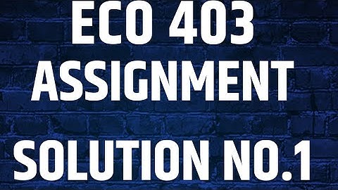 ECO403 Assignment solution no 1
