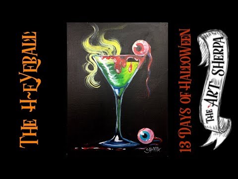 Creepy cocktail Beginner Acrylic Painting Step by step #13 Days of Halloween