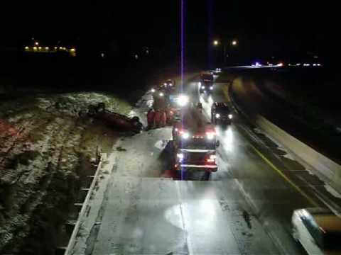 At about 8:00pm, December 2, 2009, Sioux Falls Fire Rescue, Rural Metro Ambulance, Sioux Falls Police Department responded to a roll-over accident on I-229 and 18th Street Overpass. I'm not sure of the condition of the people in the pickup. About 1-2 miles ahead of this accident there was another roll-over at the same time. Engine 1 was underneath the overpass, in the first part of it you can hear them backing up to leave. Overall there was about 9 car accidents today as of now that I heard over the scanner. Units Responded: Truck 2 Engine 1 Rescue 5 Battalion 3