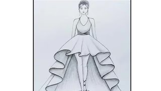 تعليم رسم فتاة مع فستان جميل خطوة بخطوة للمبتدئين How to draw a girl with beautiful dress