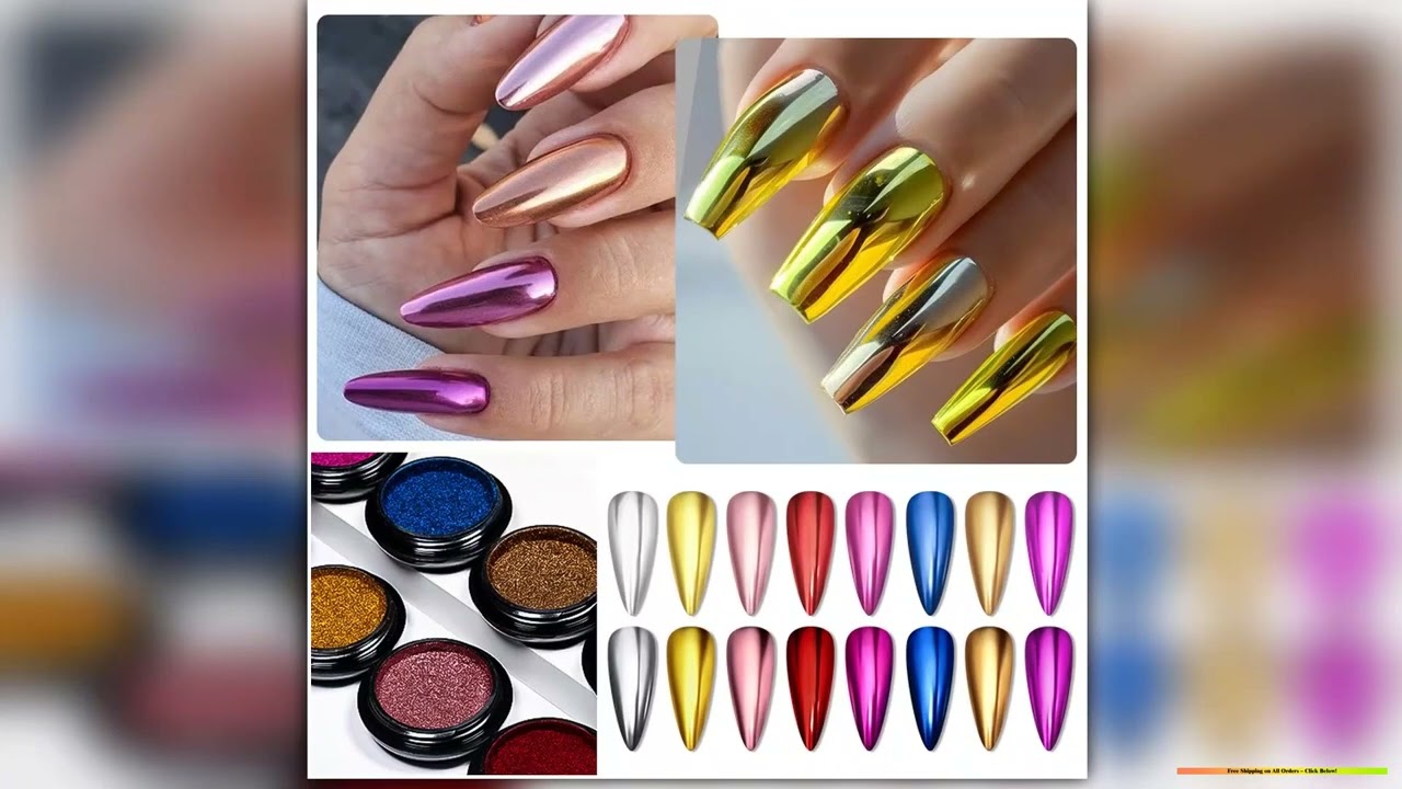 8 Colors Metallic Chrome Nail Powder Magic Mirror Gold Silver Decor Rubbing Glitter Pigment Flakes