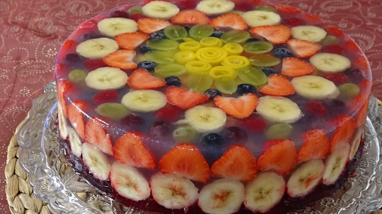 كيكة الجيلي الشفافة بالفواكه باردة ومنعشة طعم وشكل تستحق التجربة 🥰😋