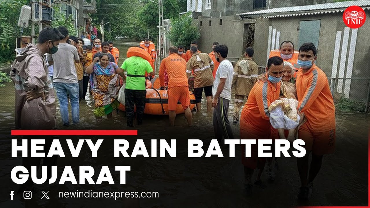 Heavy rain batters Gujarat causing flood-like situation; IMD issues red ...
