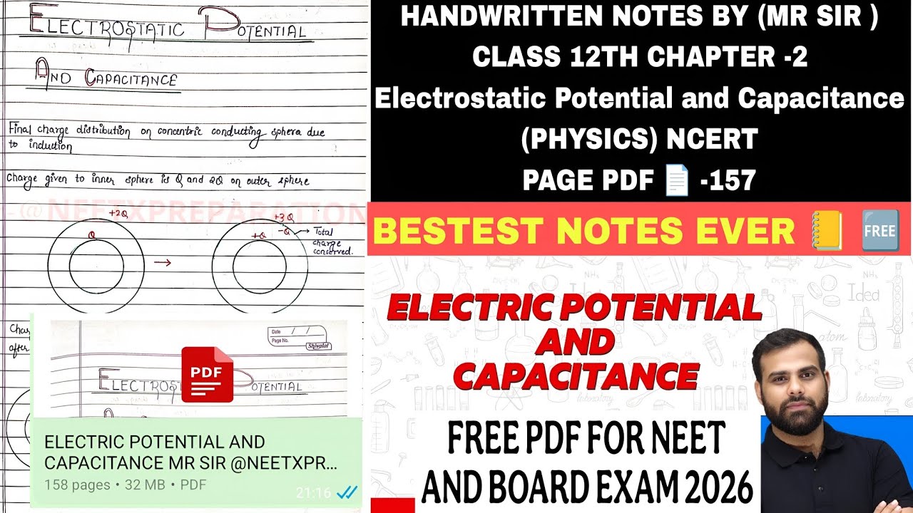 Electrostatic Potential & Capacitance Handwritten Notes PDF | Class 12 ...