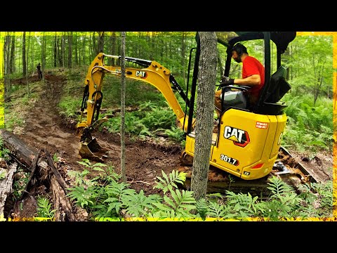 Making A "Hand Built Trail" With A Mini Excavator