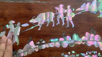 Bức tranh đồng quê khảm ốc đỏ sigapore vừa xong khâu mài nước hàng đặt của khách chỉ có 55 triệu ạ