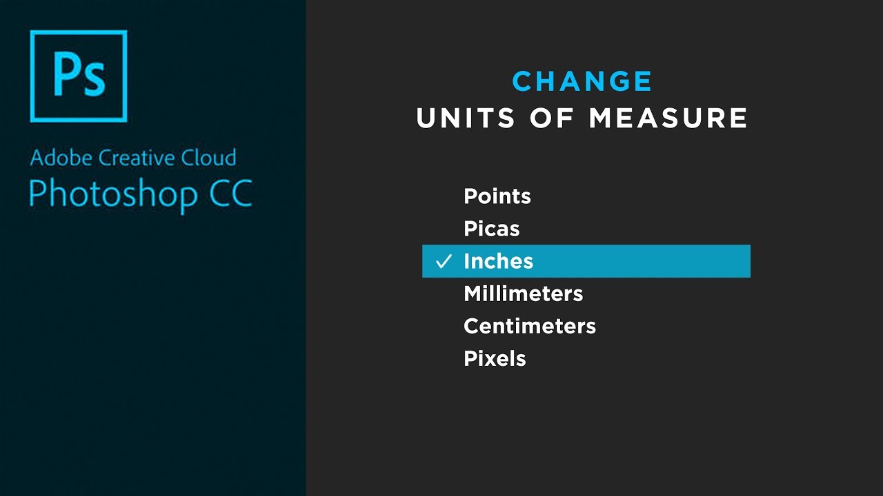 Change Units of in Adobe Photoshop (points, pixels, inches, cm, mm, picas) - YouTube