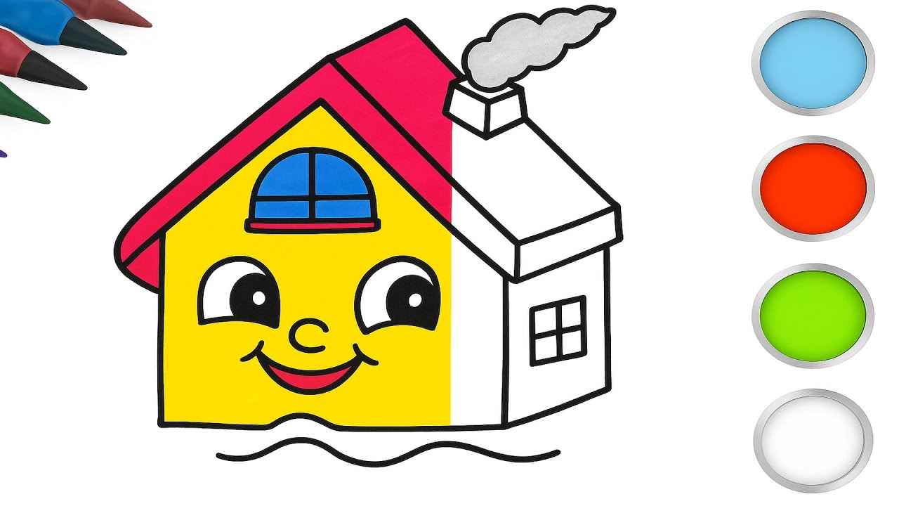 Cute Cartoon House Drawing for Kids Easy & Fun Art
