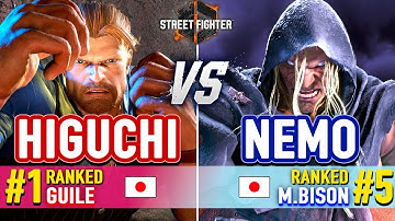 SF6 🔥 HIGUCHI (#1 Ranked Guile) vs NEMO (#5 Ranked M.Bison) 🔥 Street Fighter 6 High Level Gameplay
