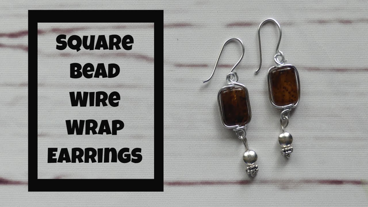 Square Beaded Wire Wrap Earrings