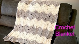 Crochet Blanket  / EASY/  Ripple  Stitch / Chevron Stitch