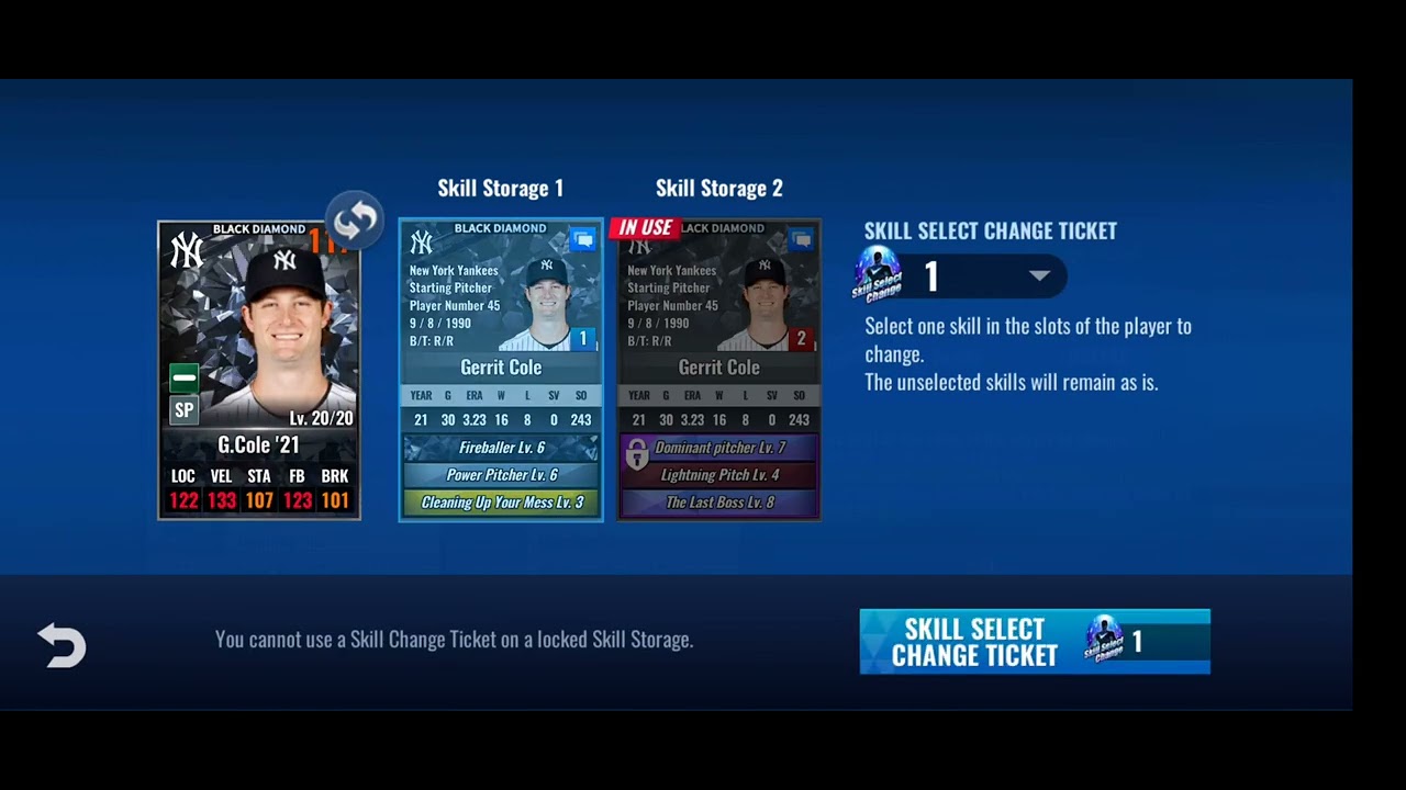 MLB 9 innings - NYY3 - Skill Select change ticket on G.Cole part-2