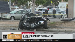 Deadly crash investigation shuts down La Brea Avenue in Inglewood