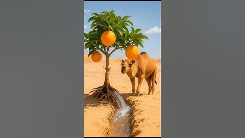 The camel saved the Orange plant from drying up by watering it 😭 #ai #tree #watering #shorts
