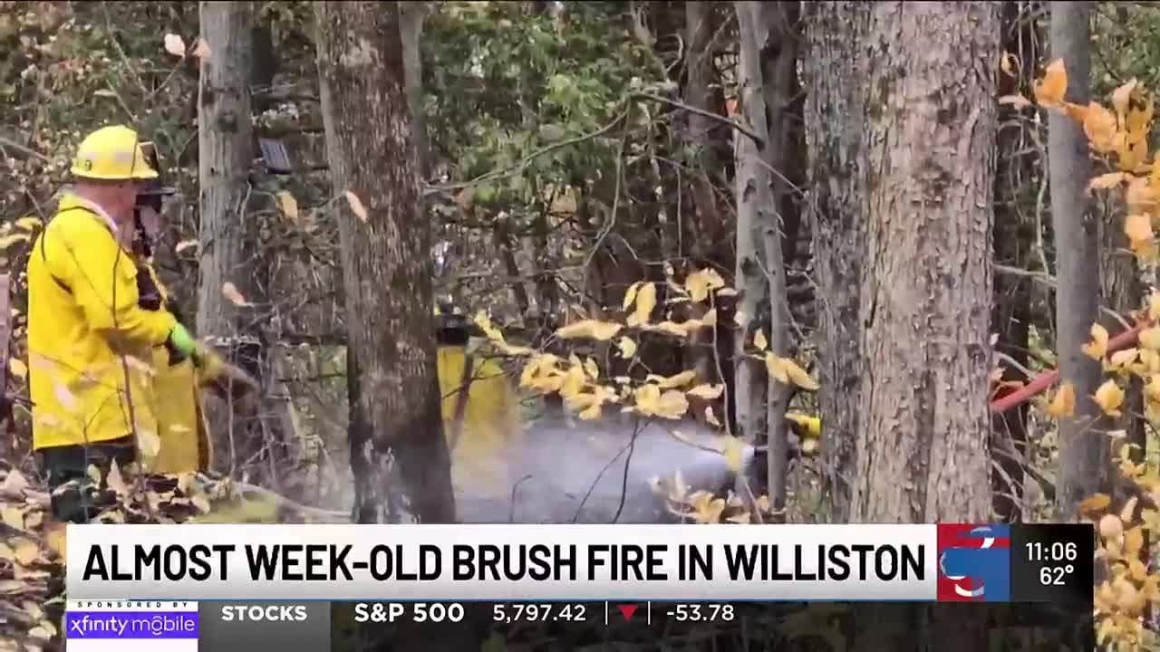 Fire crews fight nearly week-old brush fire - YouTube