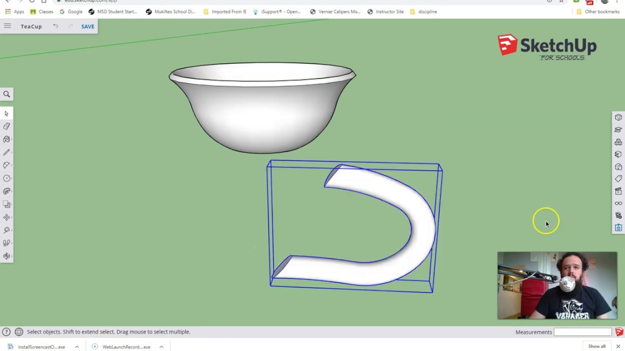 Boolean Operators for a Tea cup - SketchUp - YouTube