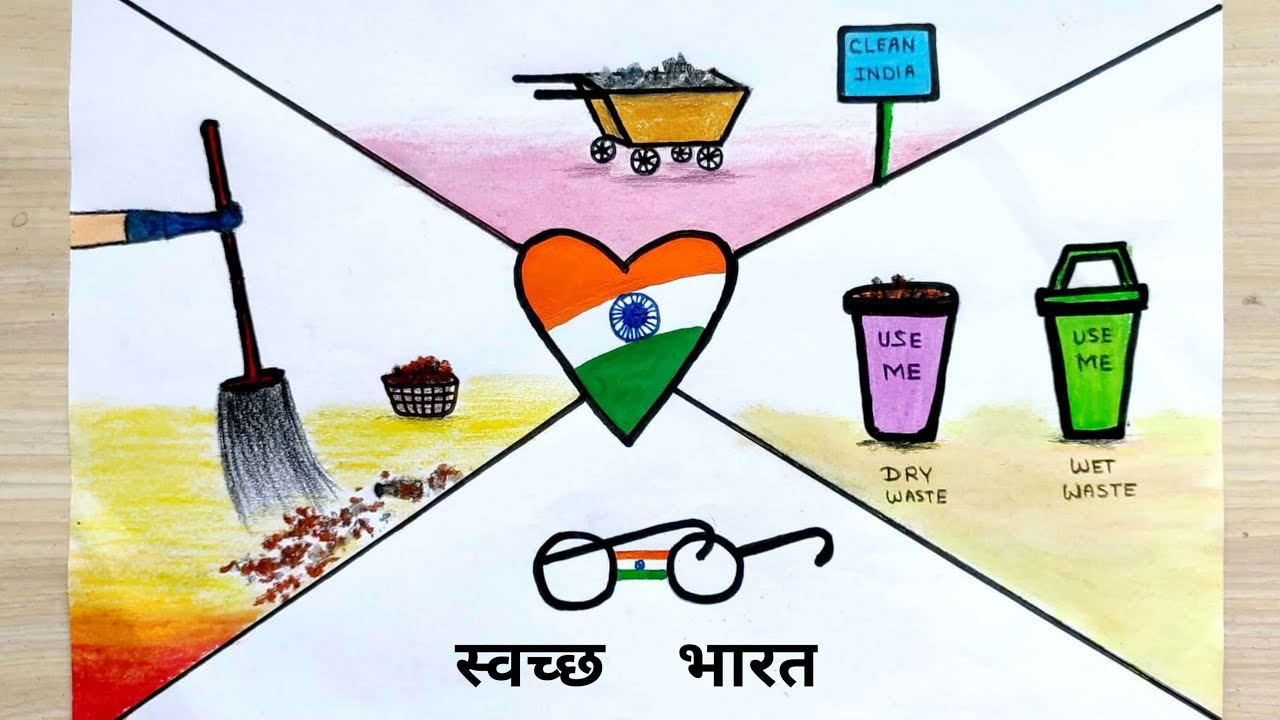 Swachh Bharat Abhiyan poster drawing / Clean India drawing easy ...