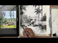 How to paint simple  bw watercolor landscape  demo by shashank shukla