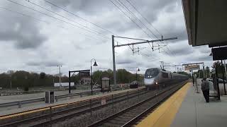 Amtrak Acela speeds through mansfield, MA 5/11/2024