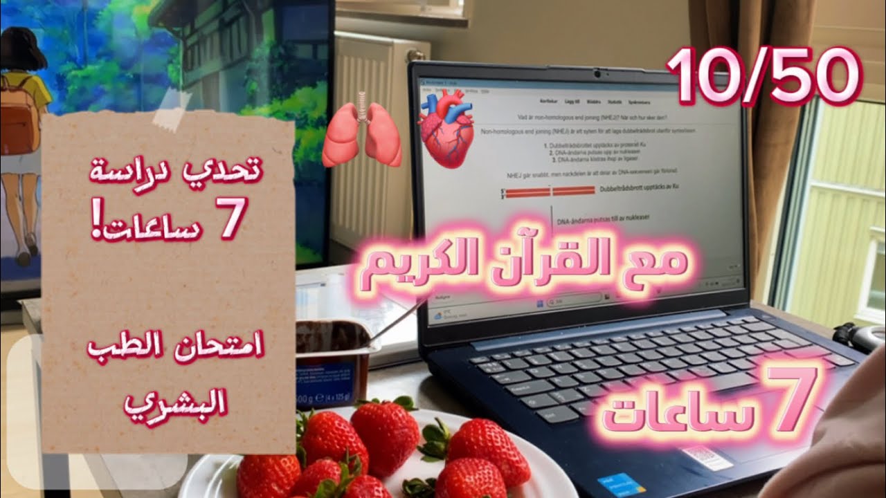 ادرس معي  7 ساعات للأمتحان مع القرآن الكريم | بومودورو 50/10📖| study with me  Quran 7 Hours