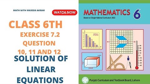 class 6 math new book exercise 7.2 question 10, 11 and 12 solution| solution of linear equation