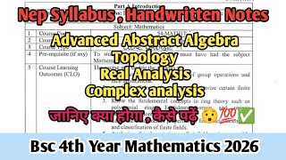 BSc 4th Year NEP Maths Notes 📚 | MP University Level Handwritten Notes 2026 ||