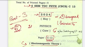 Solved paper c-13 : 2024 Dibrugarh University 6th SEM Electromagnetic theory  part:3
