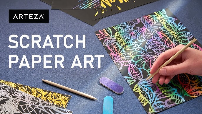 Rainbow Floral Design on Scratch Paper, Zentangle inspired, DIY SCRATCH-OFF  ART