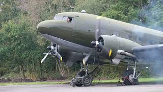 Yorkshire Air Museum. Running the Dakota Engines.