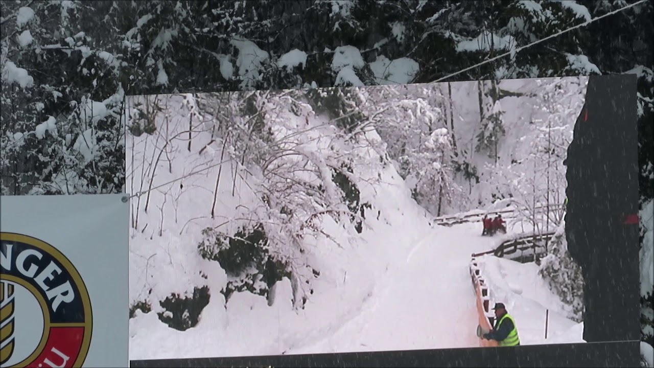 Hornschlittenrennen Garmisch 2019 Videoleinwand mit Zeitlupe