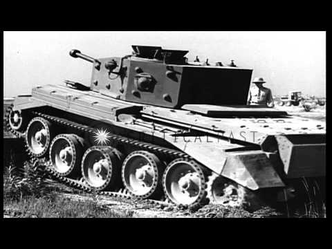 British Centaur and Cromwell tanks and a U.S. M-4 tank are compared using various...HD Stock Footage